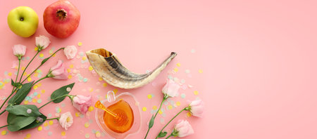 Rosh hashanah (jewish New Year holiday) concept. Traditional symbolsの写真素材