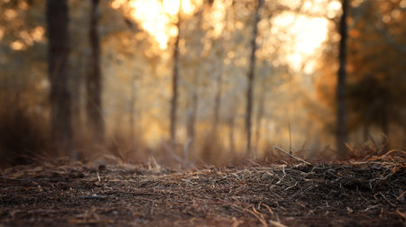 Forest view background at sunset timeの写真素材