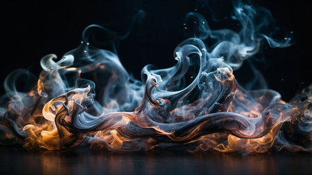 white smoke over black backgroundの素材