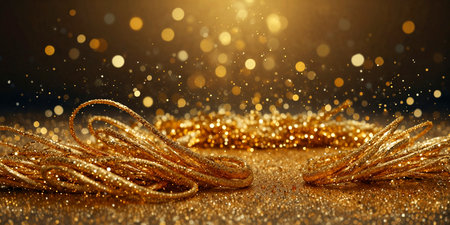 background of abstract gold glitter lightsの素材
