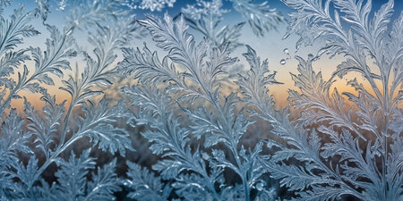 abstract background of frozen textures over the windowの素材