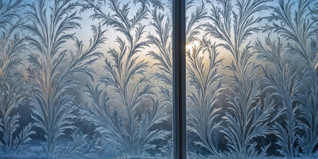 abstract background of frozen textures over the windowの素材