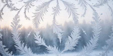 abstract background of frozen textures over the windowの素材