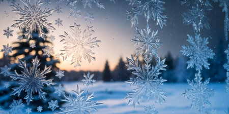 abstract background of frozen textures over the windowの素材