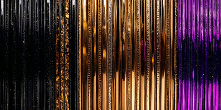 background of gold, black and purple glitter wallの素材