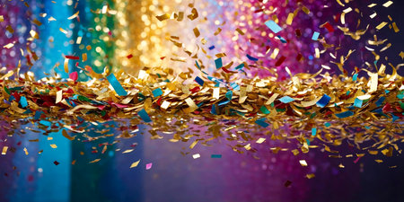 colorful confetti on a glittery backgroundの素材