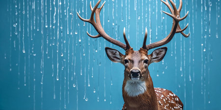 Deer over magical blue backgroundの素材