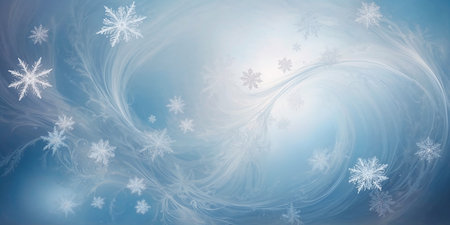Magical snowflakes over blue pastel backgroundの素材