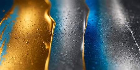 banner of colorful blue and gold liquid texture backgroundの素材