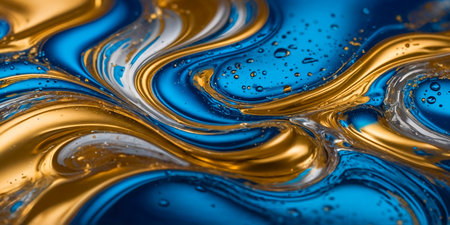 banner of gold and blue liquid texture backgroundの素材