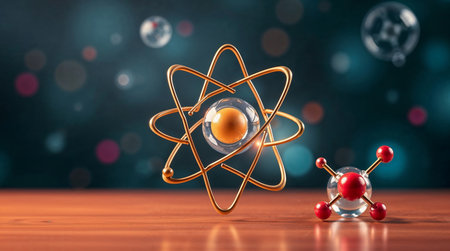 Close up of an atom. Science conceptの素材