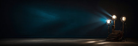 Cinematic stage with projectors for backdrop and presentationの素材