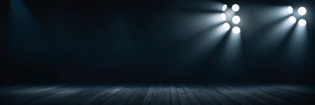 Cinematic stage with projectors for backdrop and presentationの素材