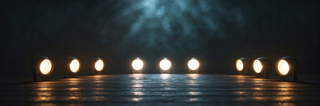 Cinematic stage with projectors for backdrop and presentationの素材