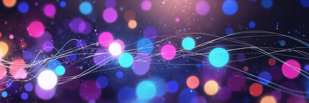 background of abstract multicolor glitter lightsの素材