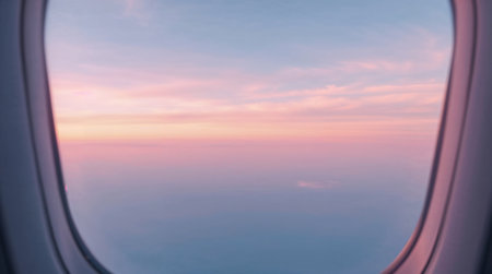 View from airplane window. Travel and vacation conceptの素材