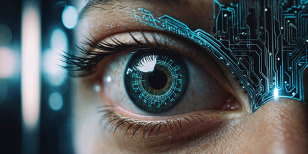 Concept image of eye and digital informationの素材