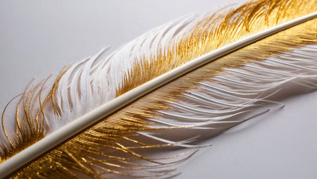background of feather in gold and white colorsの素材