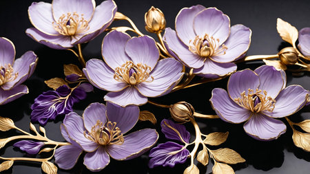 Top view image of flowers composition background .Flat layの素材