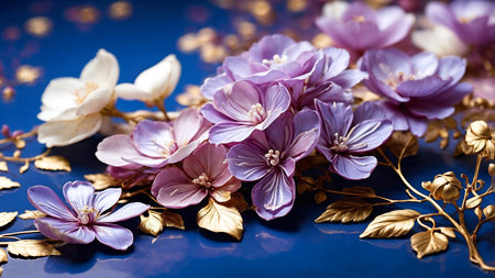 Top view image of flowers composition background .Flat layの素材