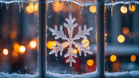 decoration from ice on the window glassの素材