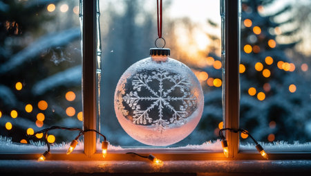 decoration from ice on the window glassの素材