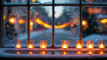 decoration from ice on the window glassの素材