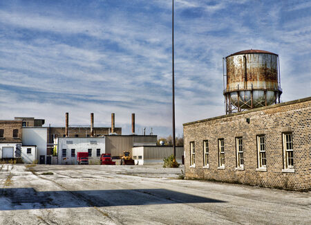 Rusting water tower at an abandoned government medical facility in Western New York State.のeditorial素材