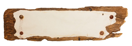 Old weather-beaten sign, isolated on white.の写真素材