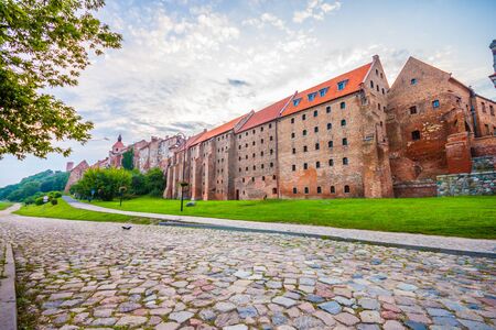 Grudziadz old town at sunrise. polandの写真素材