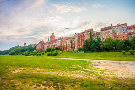 Grudziadz old town at sunrise. polandの写真素材