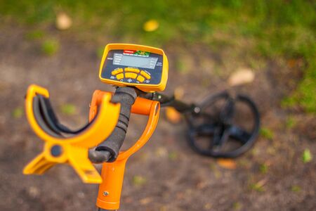 Search for treasure using a metal detectorの写真素材