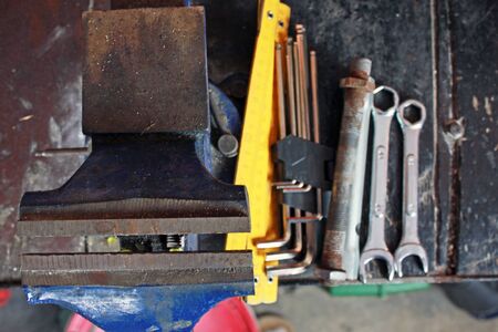 Workshop scene. Tools on the table