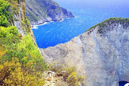 Ship Wreck beach and Navagio bay. The most famous natural landmark of Zakynthos, Greek island in the Ionian Seaの写真素材
