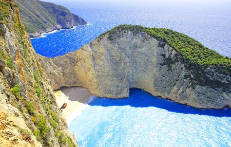 Ship Wreck beach and Navagio bay. The most famous natural landmark of Zakynthos, Greek island in the Ionian Seaの写真素材