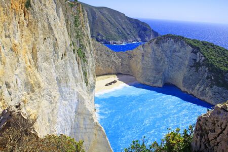Ship Wreck beach and Navagio bay. The most famous natural landmark of Zakynthos, Greek island in the Ionian Seaの写真素材