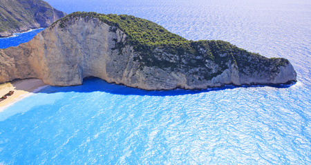 Ship Wreck beach and Navagio bay. The most famous natural landmark of Zakynthos, Greek island in the Ionian Seaの写真素材