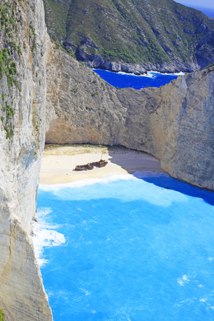 Ship Wreck beach and Navagio bay. The most famous natural landmark of Zakynthos, Greek island in the Ionian Seaの写真素材