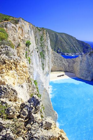 Ship Wreck beach and Navagio bay. The most famous natural landmark of Zakynthos, Greek island in the Ionian Seaの写真素材