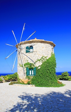 Traditional old windmill on the island of Zakynthos, Greece.の写真素材
