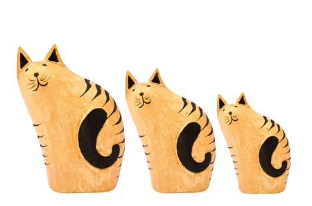 Wooden cats  isolated on white background の写真素材