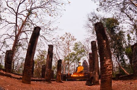Buddha statue in Sukhothai Historical Park, ancient capital of Thailand  This is traditional and generic style in Thailand  No any trademark or restrict matter in this photo の写真素材