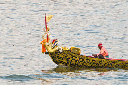 BANGKOK,THAILAND-NOVEMBER 6:The Royal Barge Procession Exercises on the occasion for Royal Kathin...
