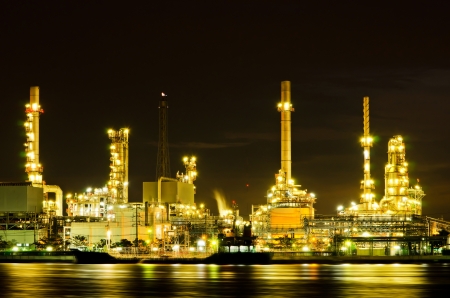 Oil refinery factory at night in Bangkok, Thailand のeditorial素材