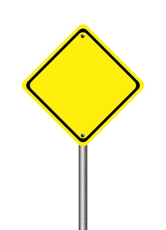 Blank   yellow traffic sign isolated on white backgroundの写真素材