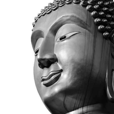 Buddha face, processed with black and white style の写真素材