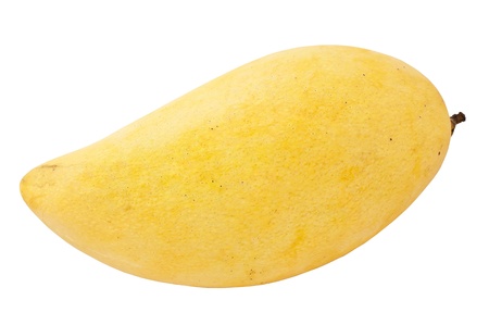 Fresh yellow mango isolated on white backgroundの写真素材