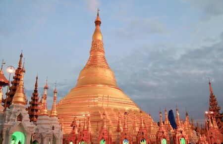 Beautiful view of Shwedagon golden pagoda in Yangon, Myanmar  Burma 