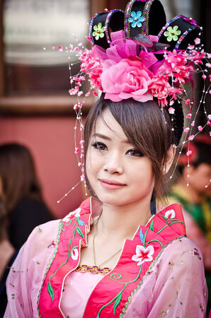 BANGKOK, THAILAND - JANUARY 31  Unidentified woman with chinese traditional dress  in Bangkokのeditorial素材