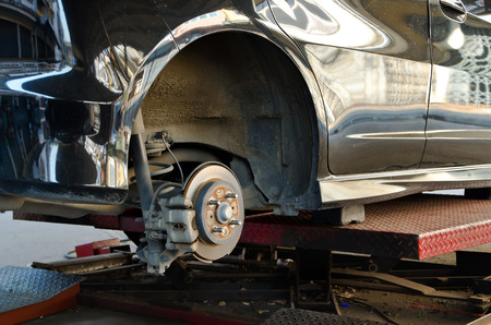 Modern Car take wheel off show disk brake assemblyの写真素材